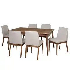 HOME PREMIUM - Juego de Comedor 6 Sillas Paco Beige