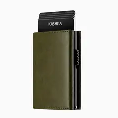 KASHITA - Billetera Premium RFID Clásica Olivo - Perú