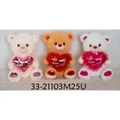 GENERICO - Peluche Oso CON CORAZON CON FRACE PLATEADA MUSICAL