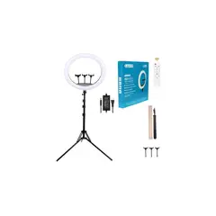GENERICO - ARO LUZ LED TOUCH DE 56 CM + CONTROL+ TRIPODE PARA 3 CELULARES