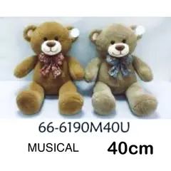 GENERICO - Peluche Oso Corbata 40cm color crema musical