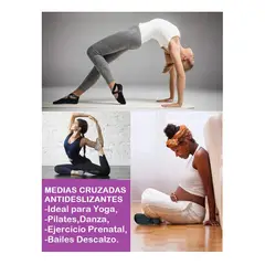 OEM - MEDIAS ANTIDESLIZANTES CINTAS CRUZADAS PILATES YOGA PRENATAL DANZA