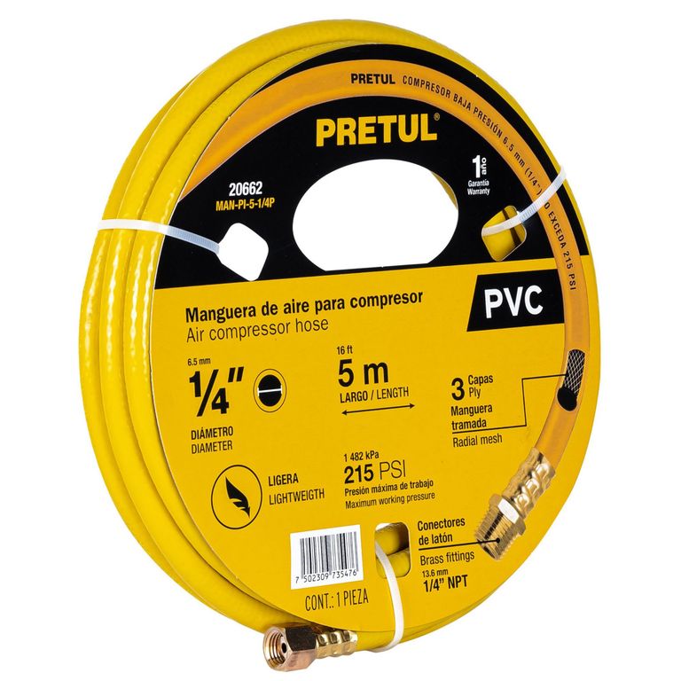 Manguera de aire para compresor 5m x 1-4 pretul
