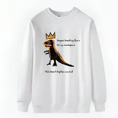 YANSUS - Polera Hombre Blanco Cuello Redondo Dinosaurio