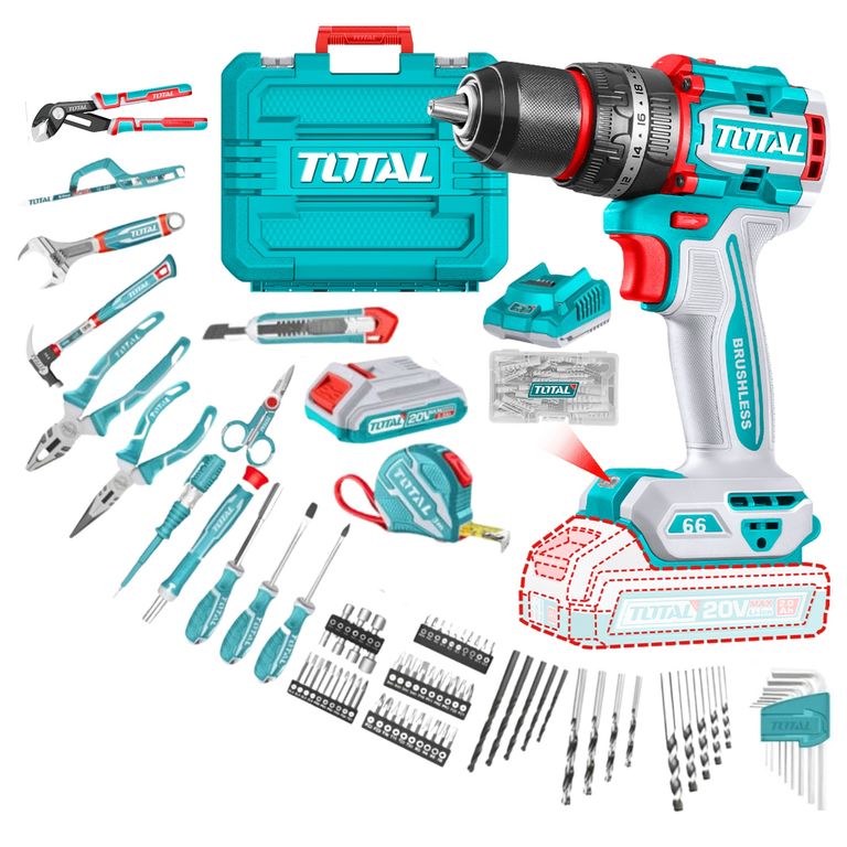 Taladro Percutor 66nm 20v + 166 herramientas
