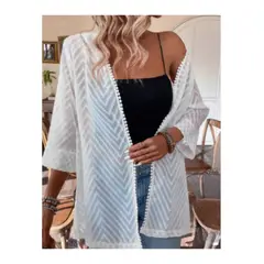 KAST PE - Kimono Capa Lukin Cardigan mujer casual L - Blanco