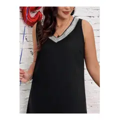 KAST PE - Vestido de Verano Siure Elegante con brillo con corte V - ML