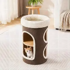 GENERICO - Cama torre para gato de 2 Niveles Rascador Marron