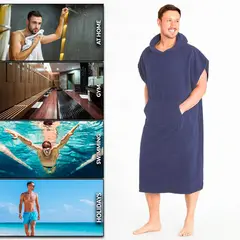 GENERICO - TOALLA DE PLAYA O PISCINA CON CAPUCHA UNISEX - MICROFIBRA