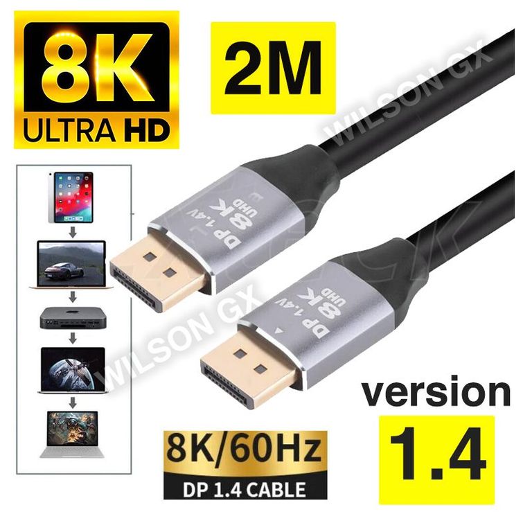 Cable Displayport a Display port 2 metros 8K 1.4 60hz ultra HD DP