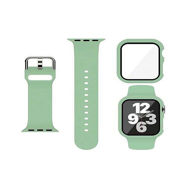 Bumper y correa silicona apple watch 44mm serie 1 2 3 4 5 6 t500 verde
