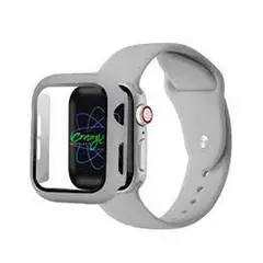 GENERICO - Bumper y correa silicona apple watch 44mm, serie 1 2 3 4 5 6,plomo