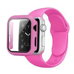 GENERICO - Correa y bumper silicona apple watch 44mm, serie 1 2 3 4 5 6, FUCSIA