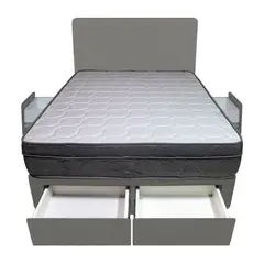 BARAKA HOME - Dormitorio Turin + 4 Cajones 2 Plz + Cabecera - Gris Oscuro