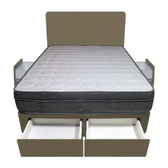 BARAKA HOME - Dormitorio Turin + 4 Cajones 2 Plz + Cabecera - Beige Oscuro