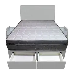 BARAKA HOME - Dormitorio Turin + 4 Cajones 2 Plz + Cabecera - Gris Claro