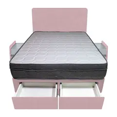 BARAKA HOME - Dormitorio Turin + 4 Cajones 2 Plz + Cabecera - Rosado