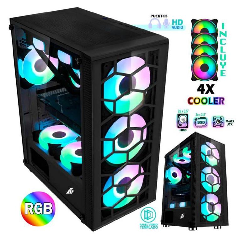 Case Gaming 1st Player X7-G Negro - Sin fuente
