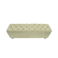 BARAKA HOME - Baúl Capitoneado Bunn 1.5 Plz - Beige Claro