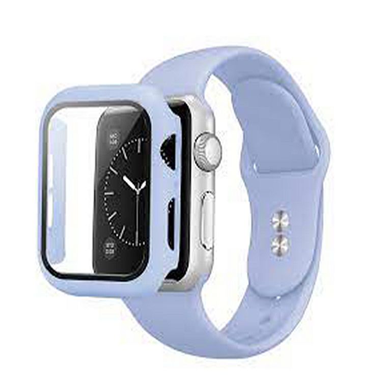 Bumper y correa silicona apple watch 44mm, serie 1 2 3 4 5 6,celeste