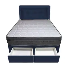 BARAKA HOME - Dormitorio Turin + 2 Cajones 1.5 Plz + Cabecera + Cojin - Cobalto