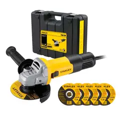 STANLEY - Esmeril Amoladora 4-1/2" 750W + Maleta + 5 Discos