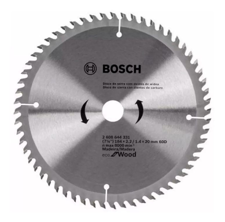 Disco Sierra Circular Carburo para Madera 7-1/4" 60D