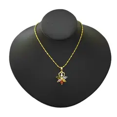 GENERICO - Collar Mujer Flor Corazón Cristales Joya Acero Dorado