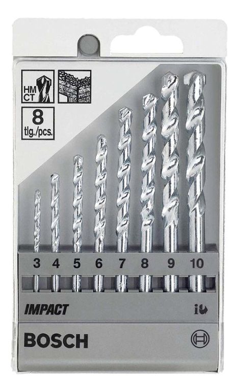 Set 8 Piezas Broca Muro CYL-1 de 3 4 5 6 7 8 9 y 10mm