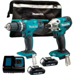 MAKITA - Taladro 1/2 Dhp453 + Atornillador Dtd156 + 2 Bateria