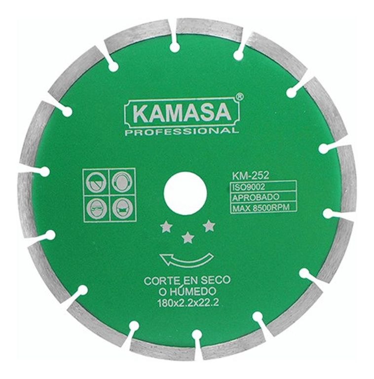 Disco Diamantado Segmentado 7" Húmedo Seco Verde