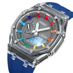 SKMEI - Reloj 2100 Azul Correa Silicona Hora Mundial