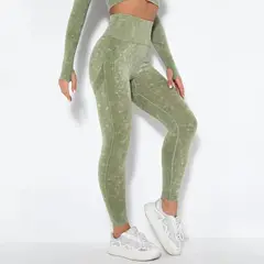 GENERICO - Leggins Seamless Efecto Lavado con Scrunch y Efecto Doble Push UP