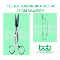 GENERICO - TIJERA QUIRURGICA RECTA DE 15 CM PUNTA AGUDA/ROMA MARCA BOB ALEMANIA