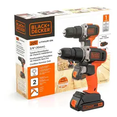 Black+Decker - Taladro Percutor 3/8" Black & Decker BCD704C1 20V Litio