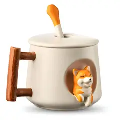 ELMEJORPRECIO - Juego De Taza Con Cuchara Modelo Shiba Blanco