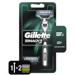 GILLETTE - Máquina Afeitadora Mach3 1 Recargable + 2 cartuchos