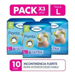 TENA - Ropa interior adultos pants ultra talla l 10un pack x3