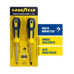 GOODYEAR - Juego de Destornilladores Magneticos 2 Piezas