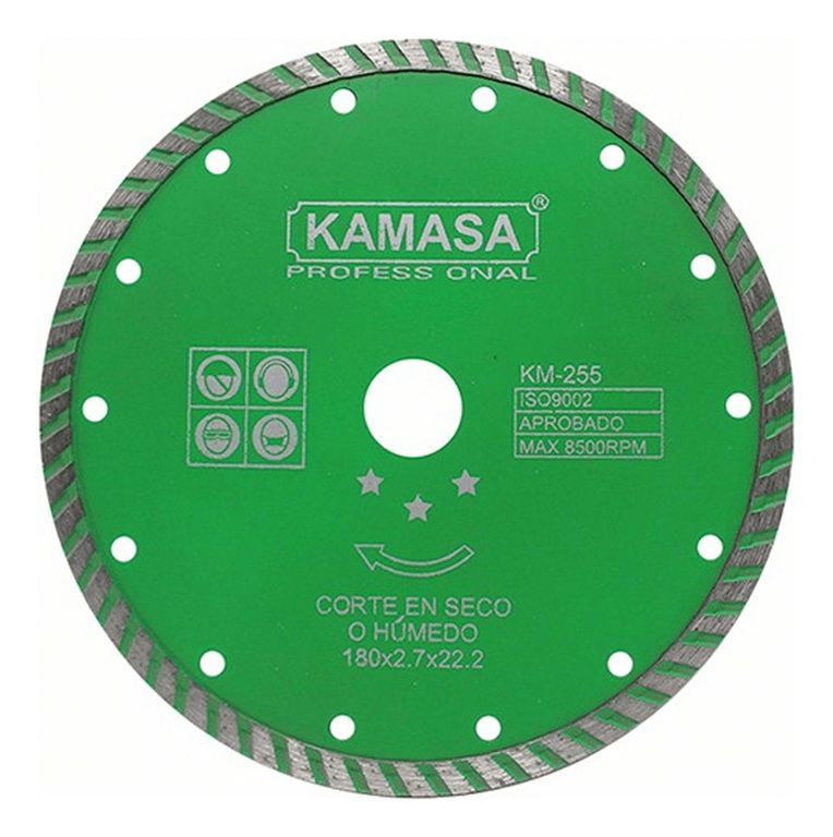 Disco Diamantado Turbo 7" Húmedo Seco Verde KM255