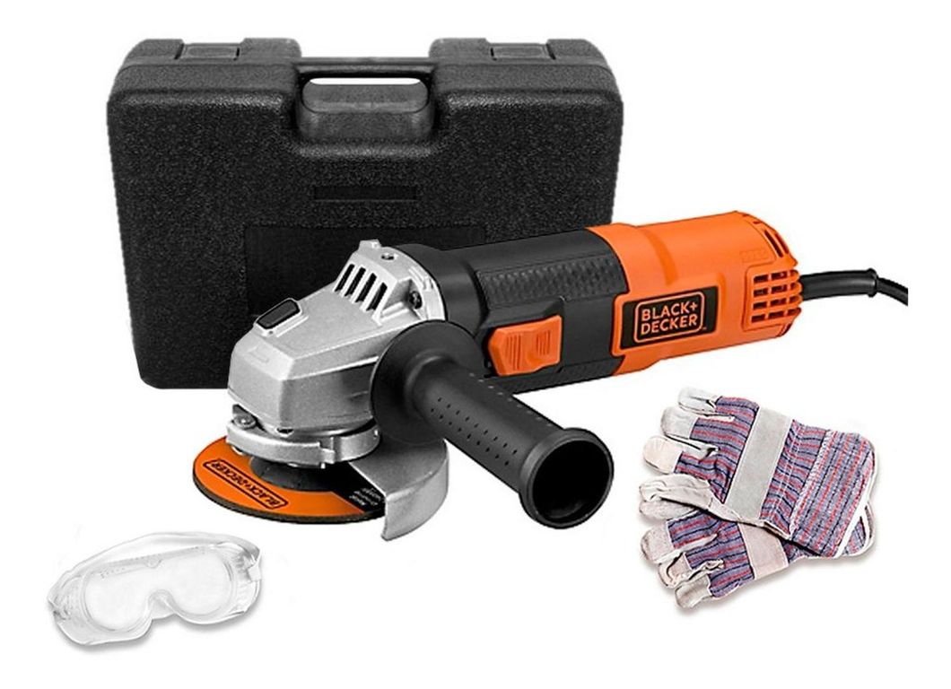 Esmeril Black & Decker G720K 4 1/2" 820w + Maleta + Guante.