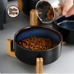 GENERICO - Plato Azul de Cerámica con Soporte para Mascotas