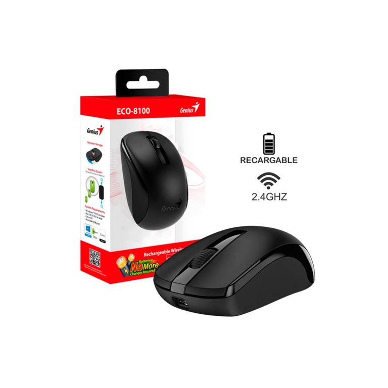 MOUSE ECO-8100 WIRELESS BLUEEYE RECARGABLE BLACK