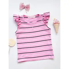 KIDS MASHMELO - POLO NIÑA ALGODÓN LISTADO MANGA TRASLAPADA