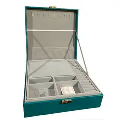 GENERICO - Joyero Cofre de Accesorios cuadrado cuero Grande 27cmx27cm