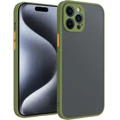 GENERICO - Funda para iPhone 12 Pro Max Ahumado Mate Verde militar Resistente