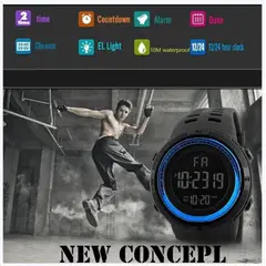 GENERICO - Reloj Digital Negro-Azul Hombre Deportivo Navidad Genieka