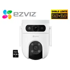 EZVIZ - Cámara H9C 5MP + 5MP Binocular WiFi Exterior 360º + SD 64GB