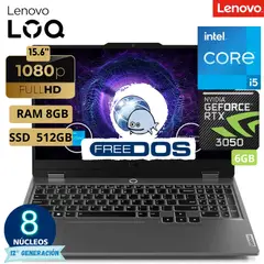 LENOVO - Laptop Loq 15Iax9 Core I5 15.9"Fhd, Ram 8Gb, Ssd 512Gb, Free Dos, Luna Grey