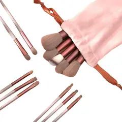 GENERICO - Juego de Brochas 13 Piezas Maquillaje + Estuche Cosmético Genieka